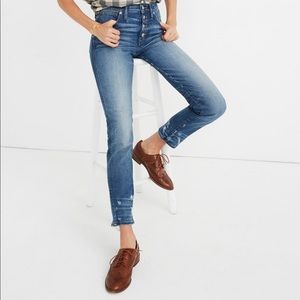 Madewell Distessed Button Front High Waist Jeans